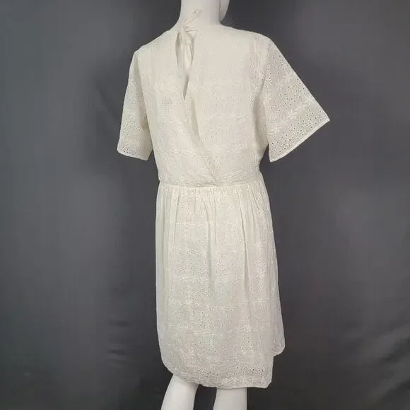 Downeast Eyelet Dress M White Cotton Fit & Flare Cottagecore - Picture 4 of 9
